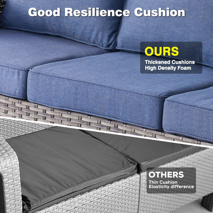 OVIOS Ensemble de meubles de jardin en osier 8 pièces avec chaise pivotante