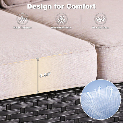 OVIOS Ensemble de meubles de jardin en osier 8 pièces avec chaise pivotante