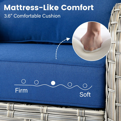 OVIOS Ensemble de 9 pièces en rotin pour extérieur avec chaise pivotante et table à feu.