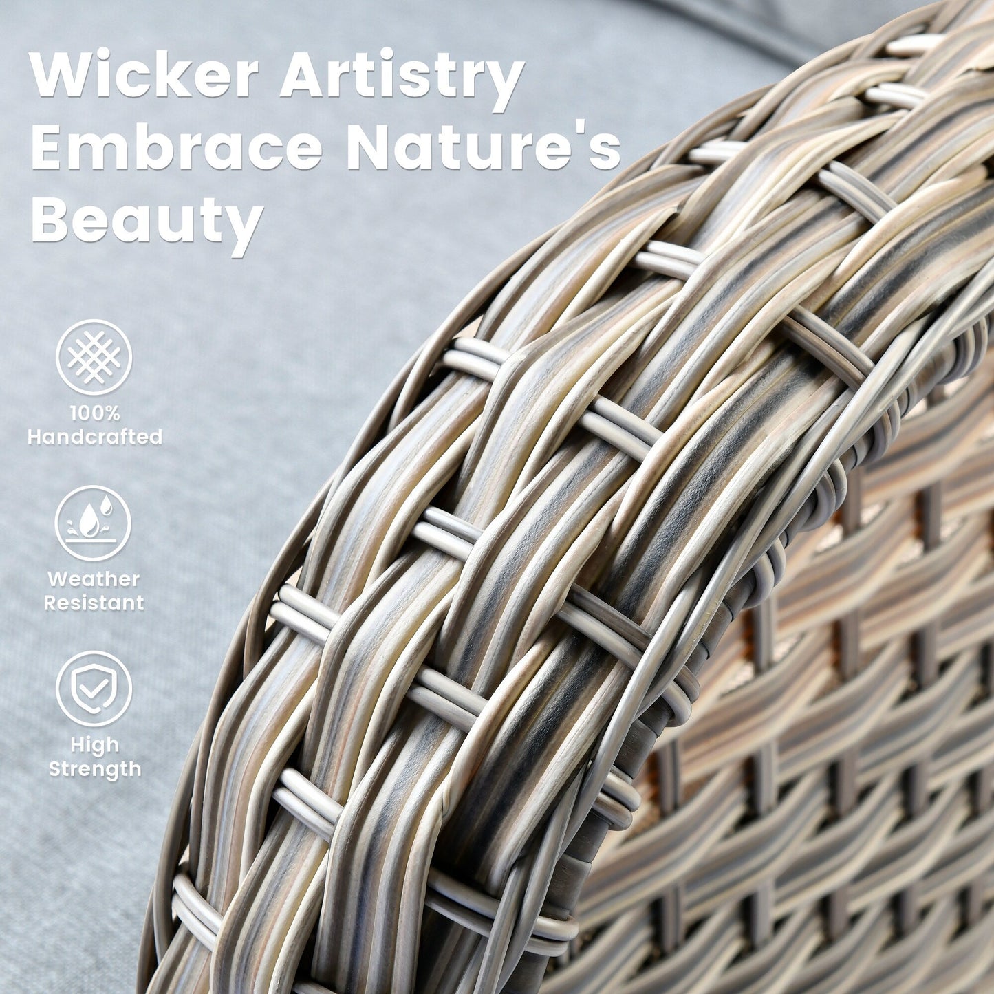 OVIOS Ensemble de 9 pièces en rotin pour extérieur avec chaise pivotante et table à feu.