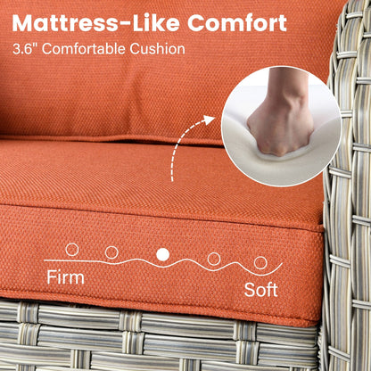 OVIOS Ensemble de 9 pièces en rotin pour extérieur avec chaise pivotante et table à feu.