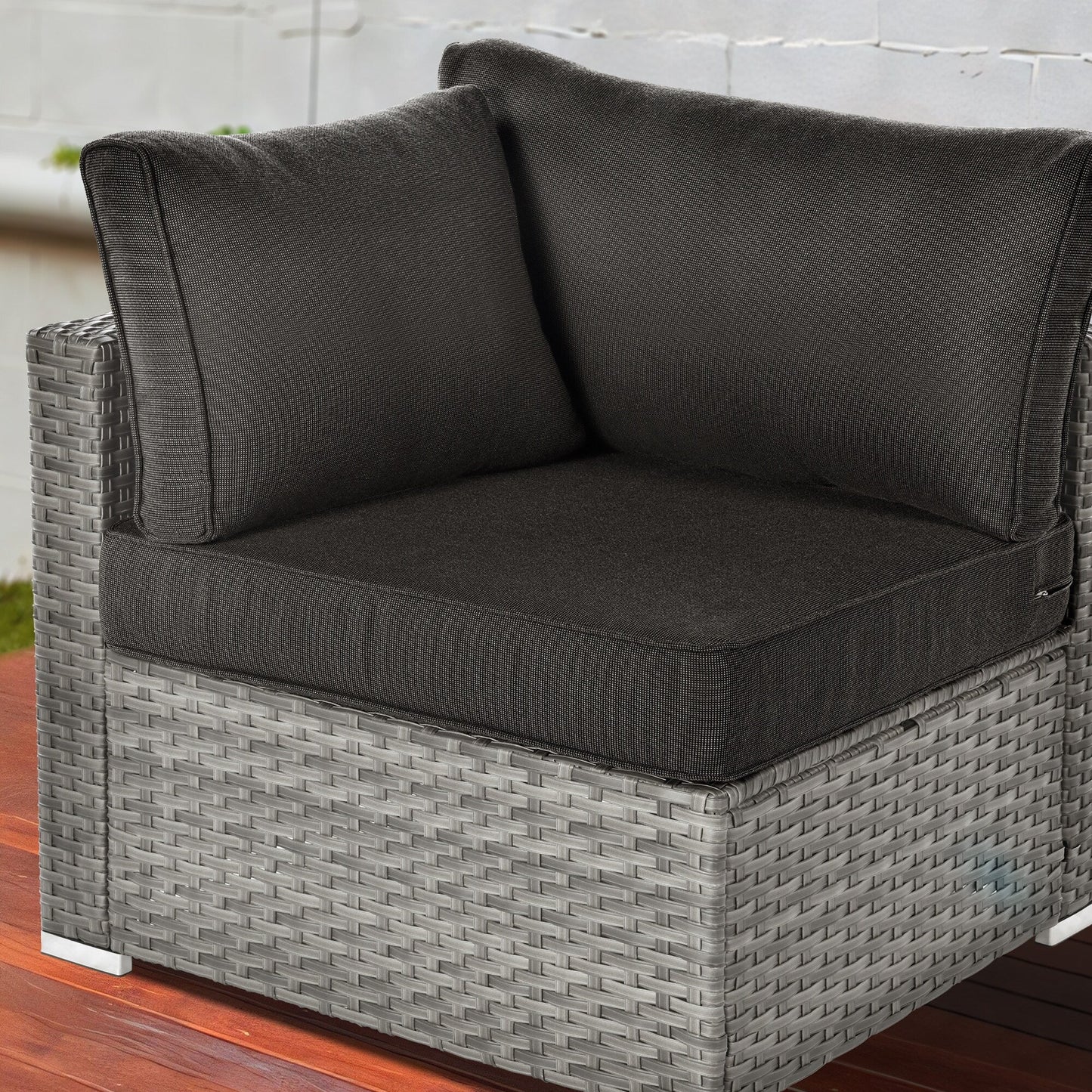 OVIOS Ensemble de salon en osier avec assises profondes, 11 pièces, chaises pivotantes, foyer.