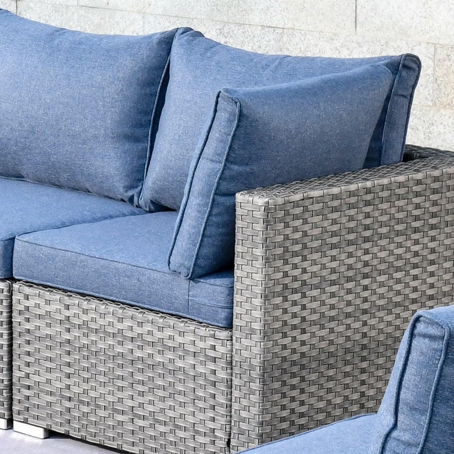 OVIOS Ensemble de salon en osier avec assises profondes, 11 pièces, chaises pivotantes, foyer.