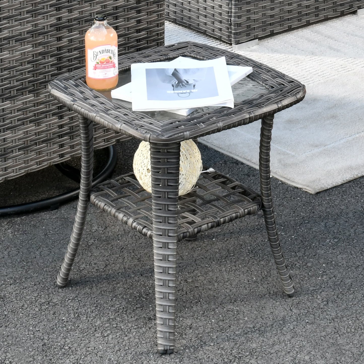 OVIOS Ensemble de salon en osier avec assises profondes, 11 pièces, chaises pivotantes, foyer.