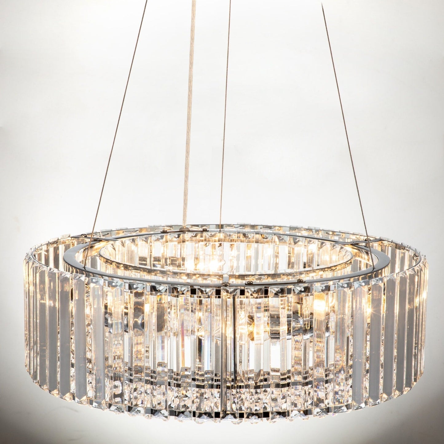 OYIPRO Lustre moderne rond en cristal à 6/8/12 lumières, suspension en forme de tambour pour îlot de cuisine