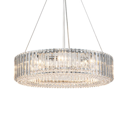 OYIPRO Lustre moderne rond en cristal à 6/8/12 lumières, suspension en forme de tambour pour îlot de cuisine