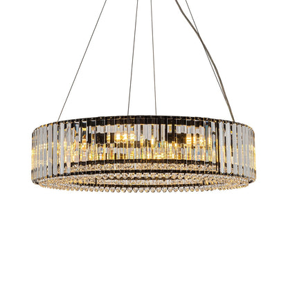 OYIPRO Lustre moderne rond en cristal à 6/8/12 lumières, suspension en forme de tambour pour îlot de cuisine