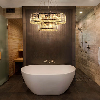 OYIPRO Lustre moderne rond en cristal à 6/8/12 lumières, suspension en forme de tambour pour îlot de cuisine