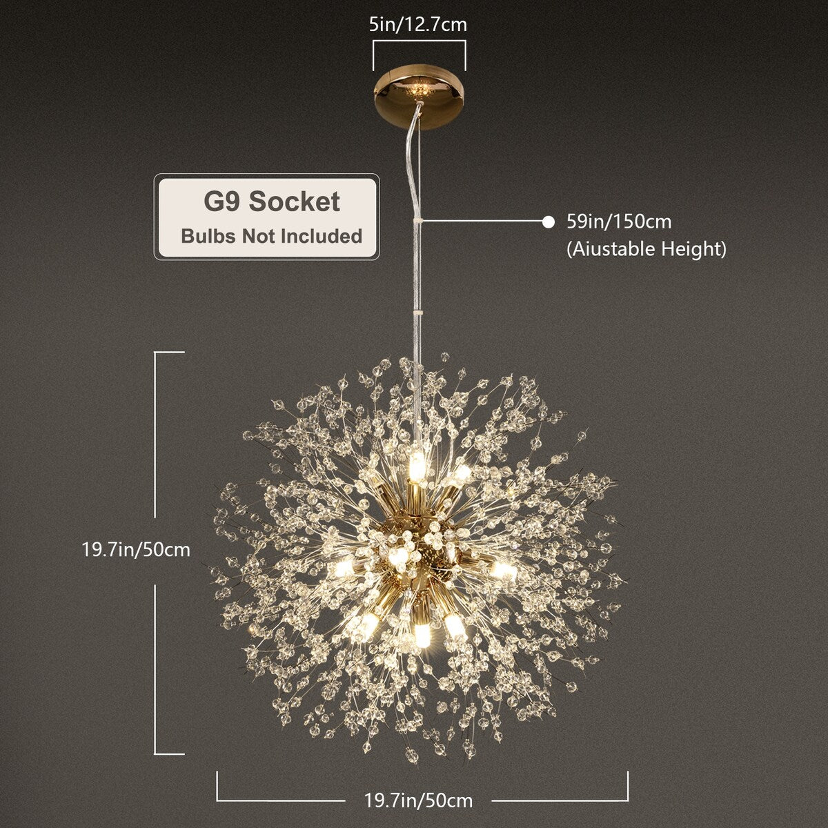 OYIPRO Modern Firework Sputnik Chandelier Crystal Pendant Lighting
