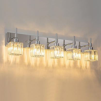 Ora Lustre de salle de bain moderne à cristaux, à intensité variable, pour miroir, éclairage de vanité glamour