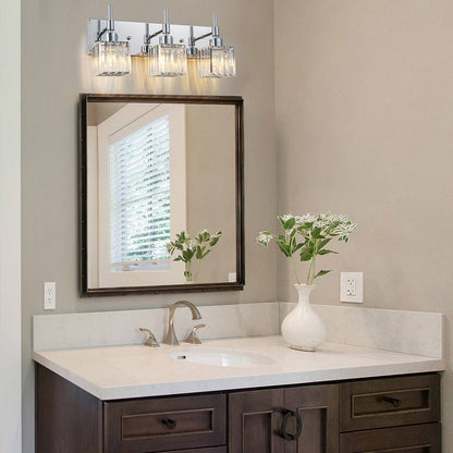 Ora Lustre de salle de bain moderne à cristaux, à intensité variable, pour miroir, éclairage de vanité glamour