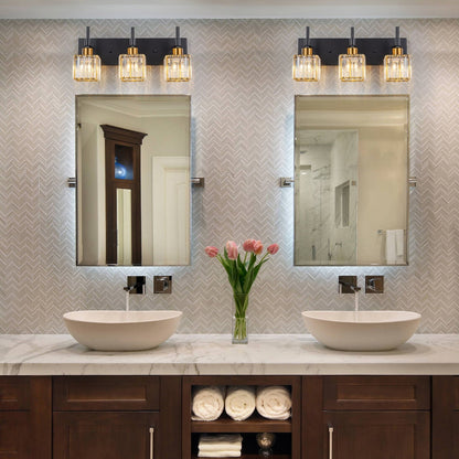 Ora Lustre de salle de bain moderne à cristaux, à intensité variable, pour miroir, éclairage de vanité glamour