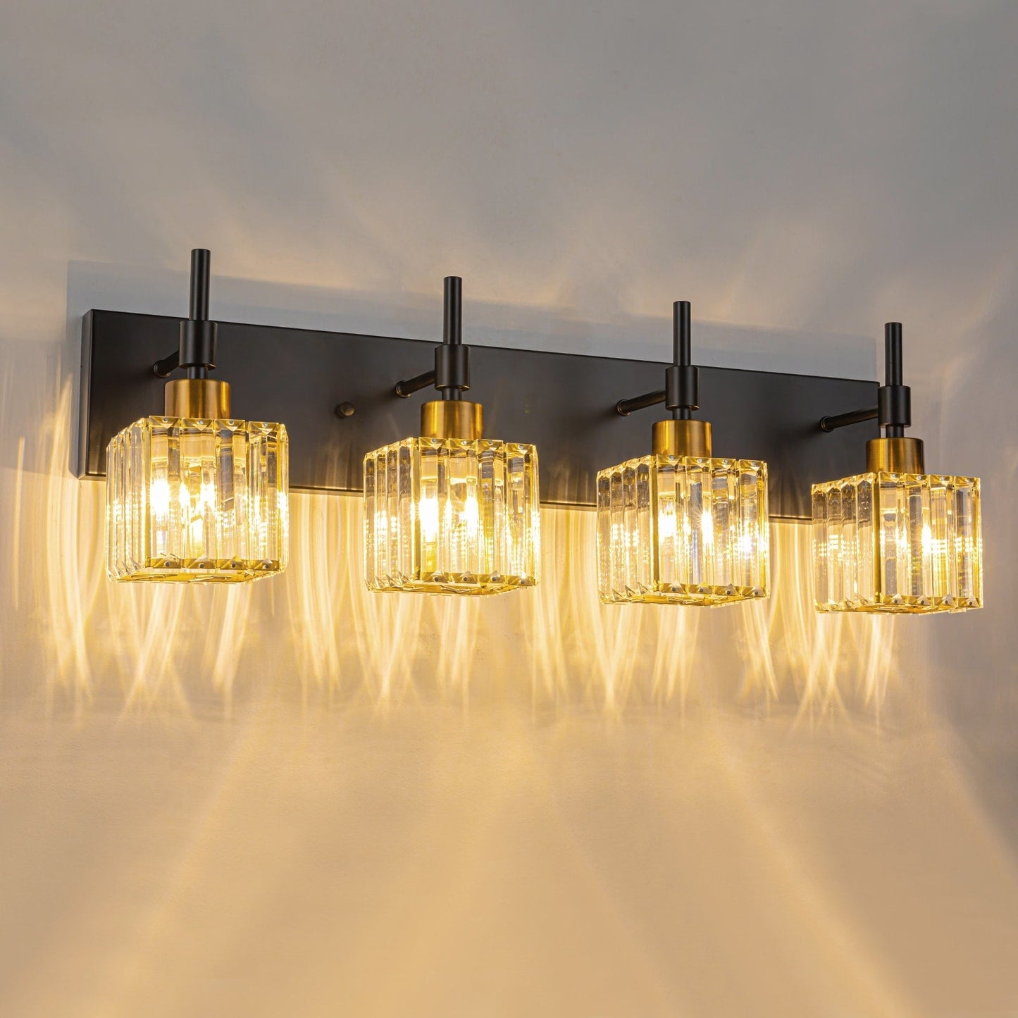 Ora Lustre de salle de bain moderne à cristaux, à intensité variable, pour miroir, éclairage de vanité glamour