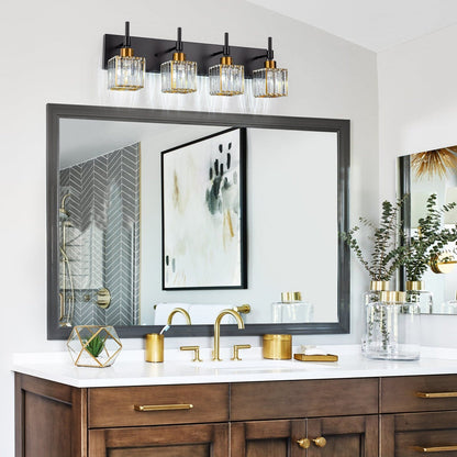 Ora Lustre de salle de bain moderne à cristaux, à intensité variable, pour miroir, éclairage de vanité glamour