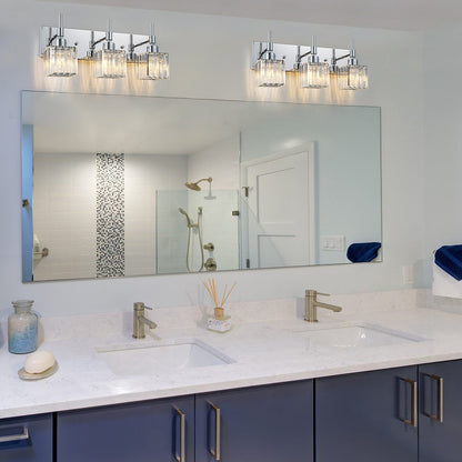 Ora Lustre de salle de bain moderne à cristaux, à intensité variable, pour miroir, éclairage de vanité glamour