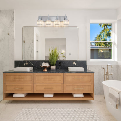 Ora Lustre de salle de bain moderne à cristaux, à intensité variable, pour miroir, éclairage de vanité glamour