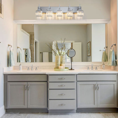 Ora Lustre de salle de bain moderne à cristaux, à intensité variable, pour miroir, éclairage de vanité glamour