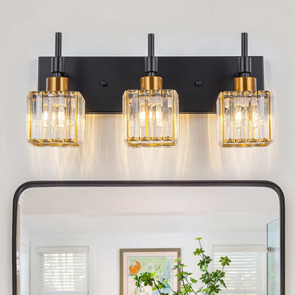 Ora Lustre de salle de bain moderne à cristaux, à intensité variable, pour miroir, éclairage de vanité glamour