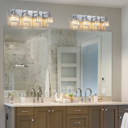 Ora Lustre de salle de bain moderne à cristaux, à intensité variable, pour miroir, éclairage de vanité glamour