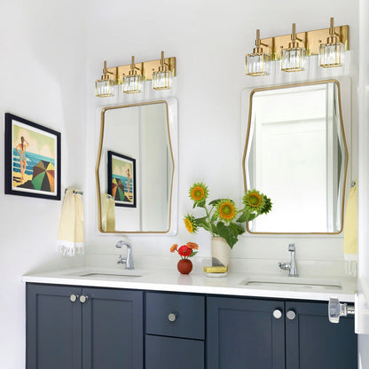 Ora Lustre de salle de bain moderne à cristaux, à intensité variable, pour miroir, éclairage de vanité glamour