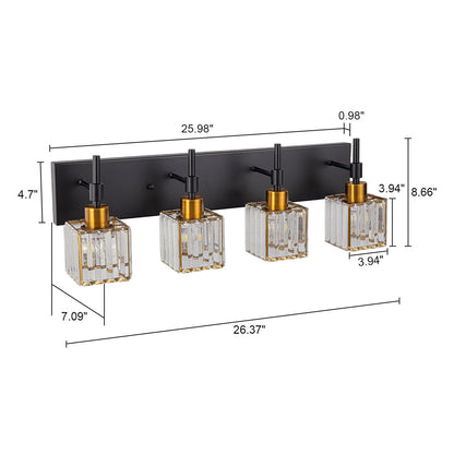 Ora Lustre de salle de bain moderne à cristaux, à intensité variable, pour miroir, éclairage de vanité glamour