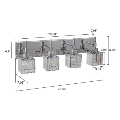 Ora Lustre de salle de bain moderne à cristaux, à intensité variable, pour miroir, éclairage de vanité glamour