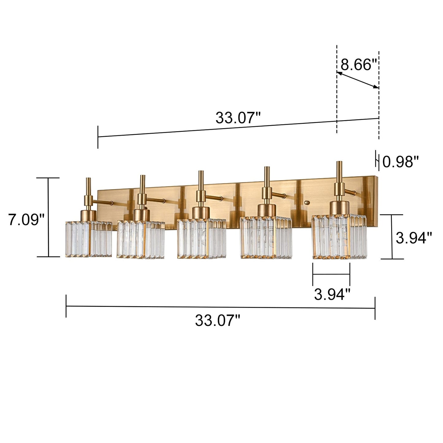Ora Lustre de salle de bain moderne à cristaux, à intensité variable, pour miroir, éclairage de vanité glamour