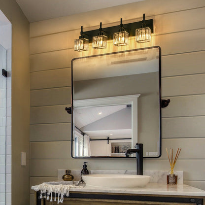 Ora Lustre de salle de bain moderne à cristaux, à intensité variable, pour miroir, éclairage de vanité glamour