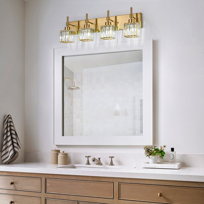 Ora Lustre de salle de bain moderne à cristaux, à intensité variable, pour miroir, éclairage de vanité glamour