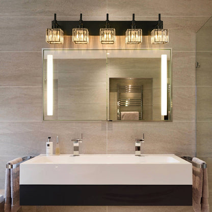 Ora Lustre de salle de bain moderne à cristaux, à intensité variable, pour miroir, éclairage de vanité glamour