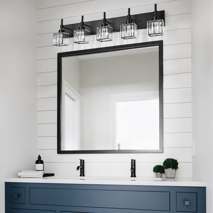 Ora Lustre de salle de bain moderne à cristaux, à intensité variable, pour miroir, éclairage de vanité glamour