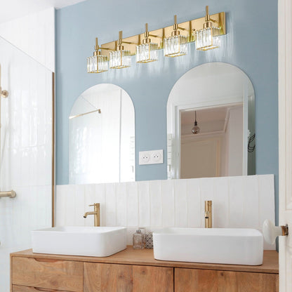 Ora Lustre de salle de bain moderne à cristaux, à intensité variable, pour miroir, éclairage de vanité glamour