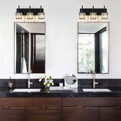 Ora Lustre de salle de bain moderne à cristaux, à intensité variable, pour miroir, éclairage de vanité glamour