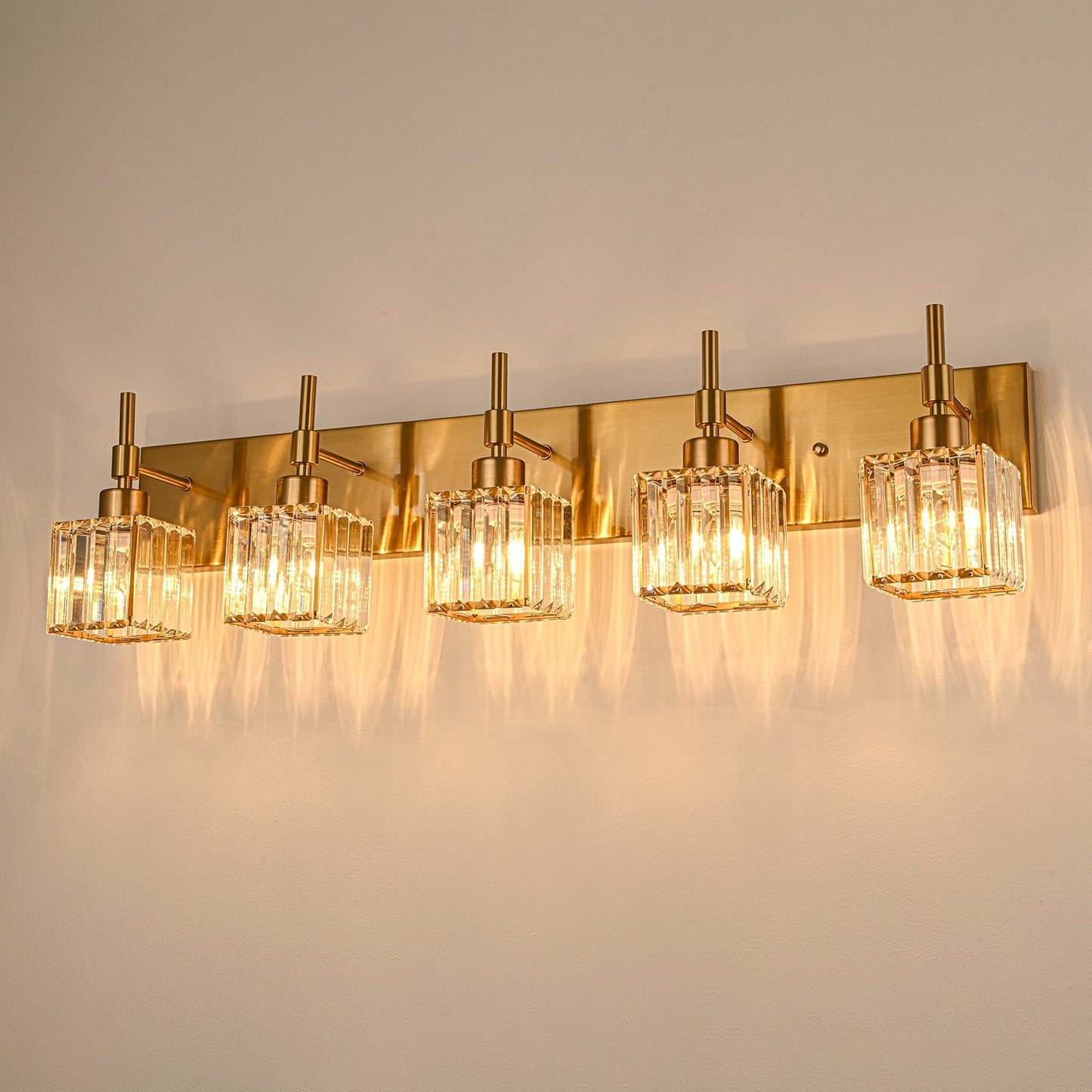 Ora Lustre de salle de bain moderne à cristaux, à intensité variable, pour miroir, éclairage de vanité glamour