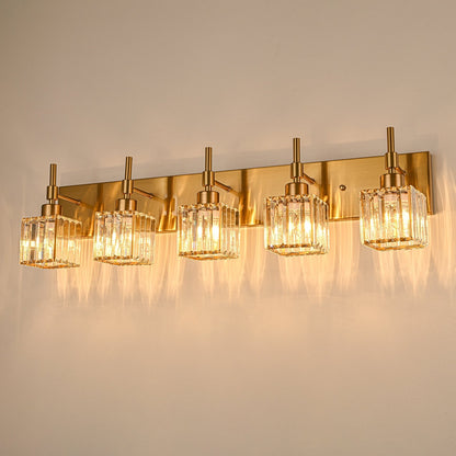 Ora Lustre de salle de bain moderne à cristaux, à intensité variable, pour miroir, éclairage de vanité glamour