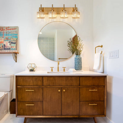 Ora Lustre de salle de bain moderne à cristaux, à intensité variable, pour miroir, éclairage de vanité glamour