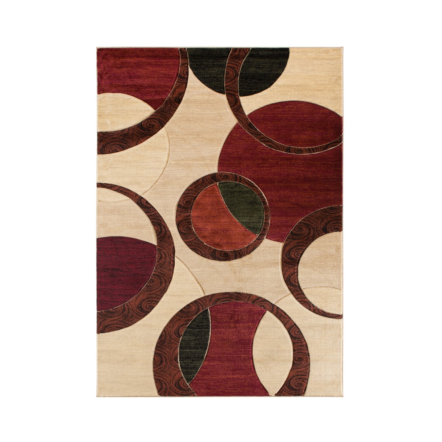 Orelsi Collection Abstract Geometric Circles Area Rug