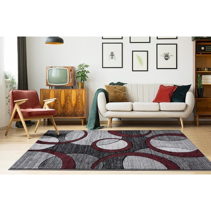 Orelsi Collection Abstract Geometric Circles Area Rug