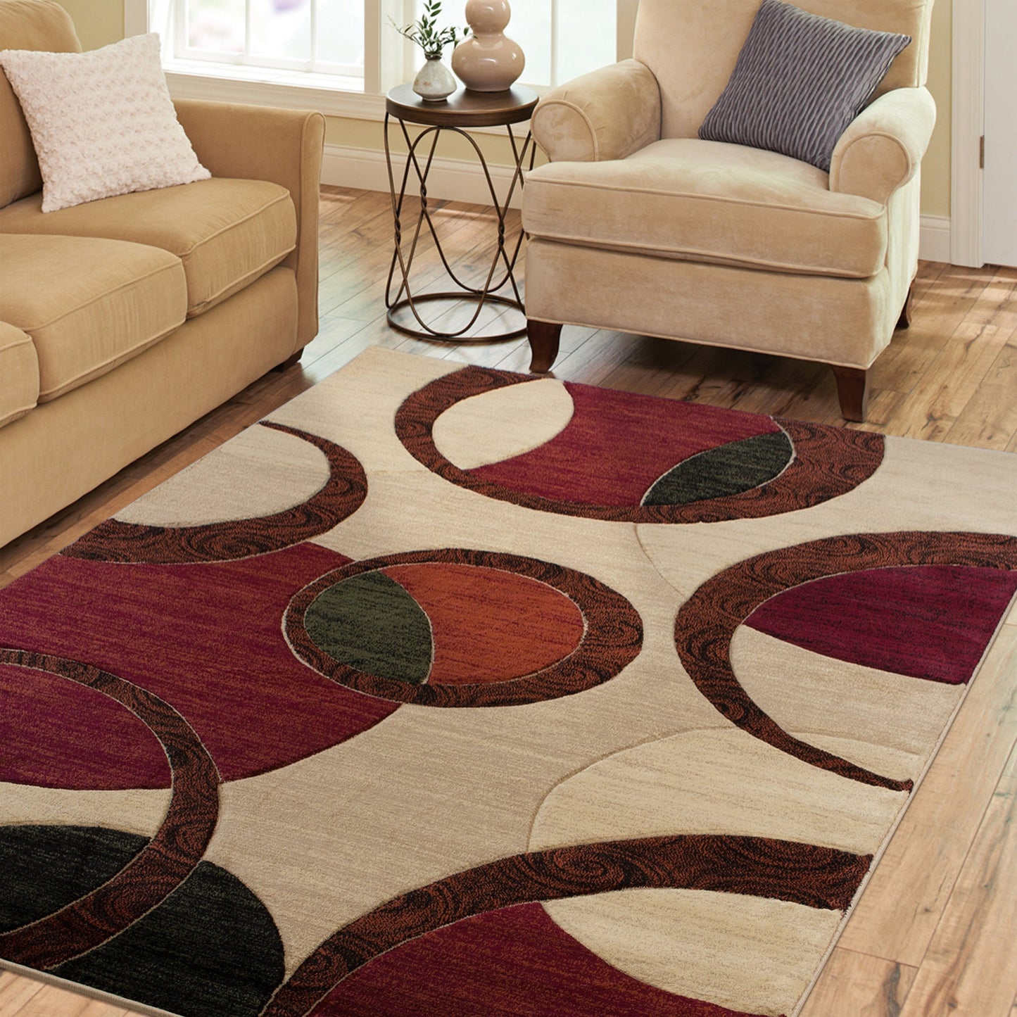 Orelsi Collection Abstract Geometric Circles Area Rug