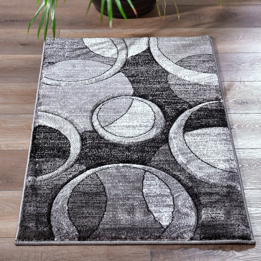 Orelsi Collection Abstract Geometric Circles Area Rug