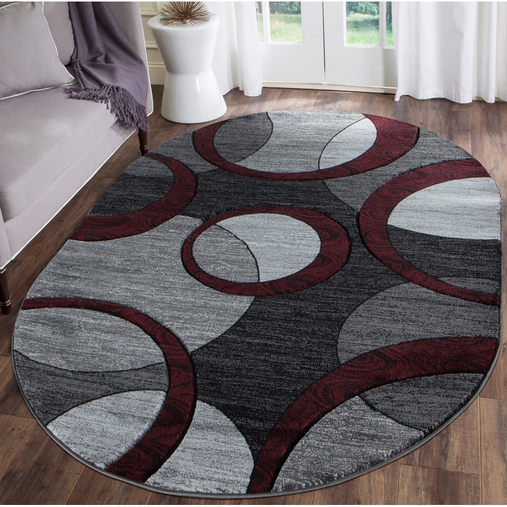 Orelsi Collection Abstract Geometric Circles Area Rug