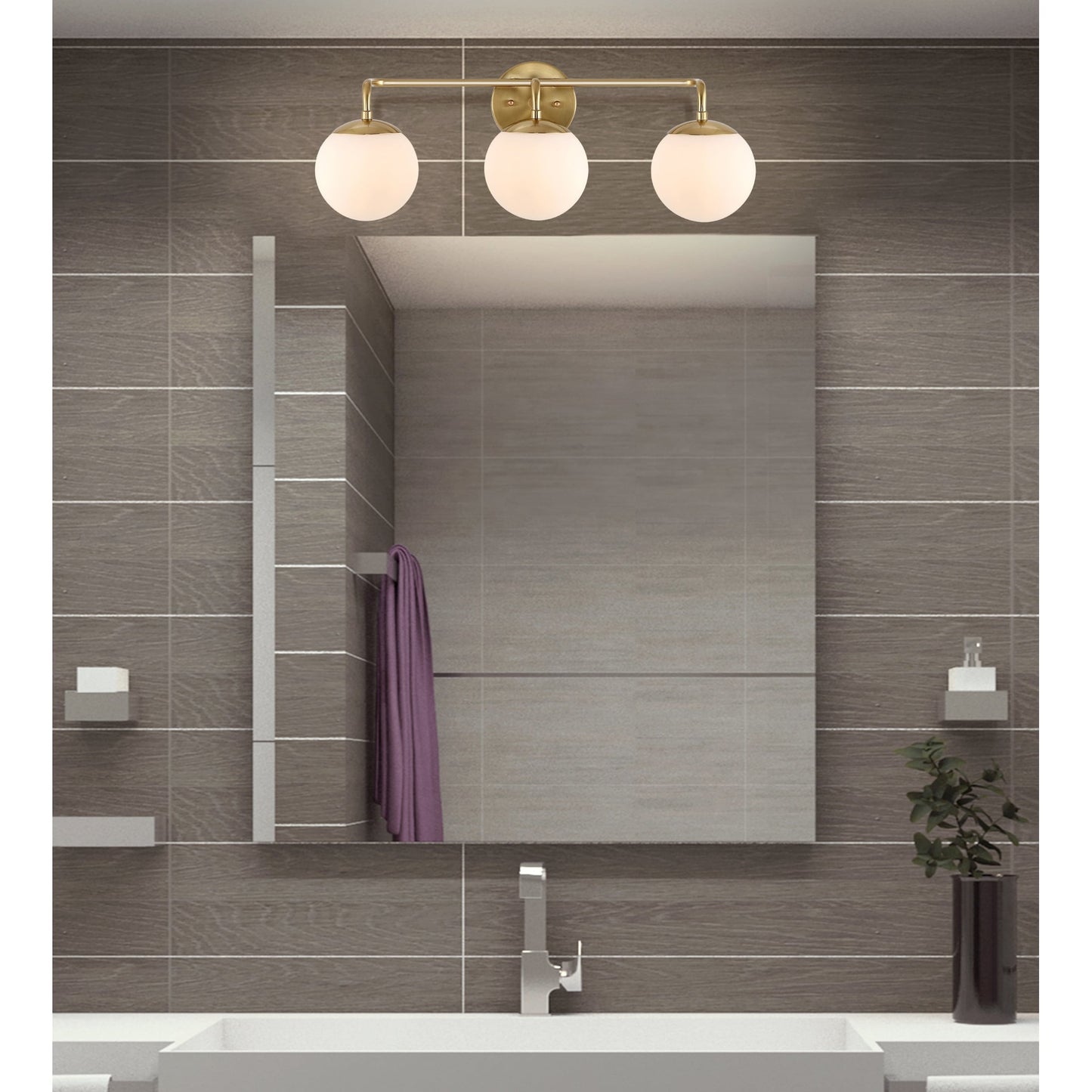 Globe Metal/Frosted Glass Modern LED Vanity, by JONATHAN Y