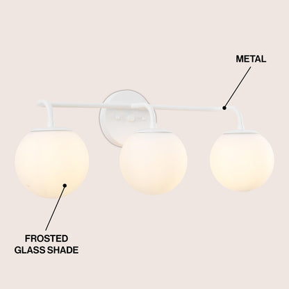 Globe Metal/Frosted Glass Modern LED Vanity, by JONATHAN Y