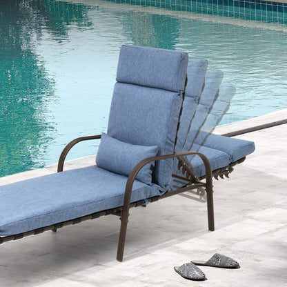 Chaise longue de jardin réglable avec coussin pour extérieur, pour terrasse, plage ou bord de piscine