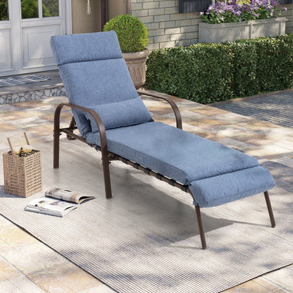 Chaise longue de jardin réglable avec coussin pour extérieur, pour terrasse, plage ou bord de piscine