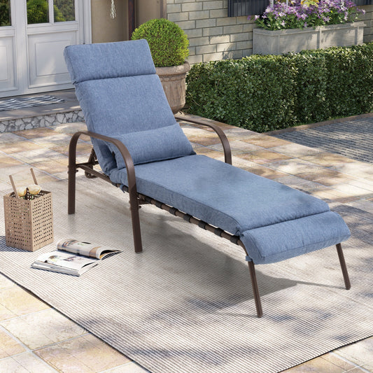 Chaise longue de jardin réglable avec coussin pour extérieur, pour terrasse, plage ou bord de piscine