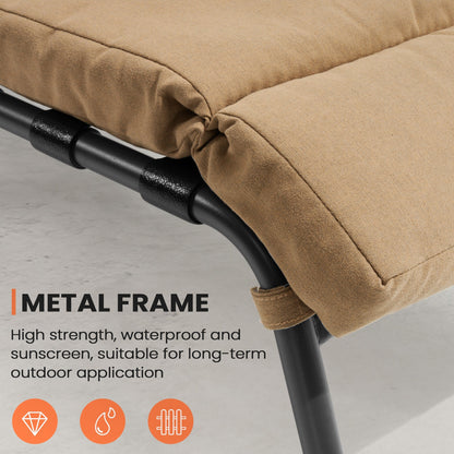 Chaise longue de jardin réglable avec coussin pour extérieur, pour terrasse, plage ou bord de piscine