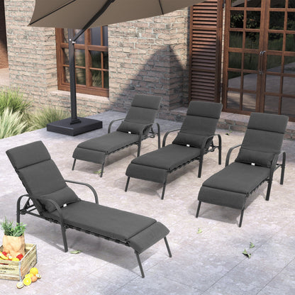 Chaise longue de jardin réglable avec coussin pour extérieur, pour terrasse, plage ou bord de piscine