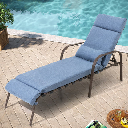 Chaise longue de jardin réglable avec coussin pour extérieur, pour terrasse, plage ou bord de piscine