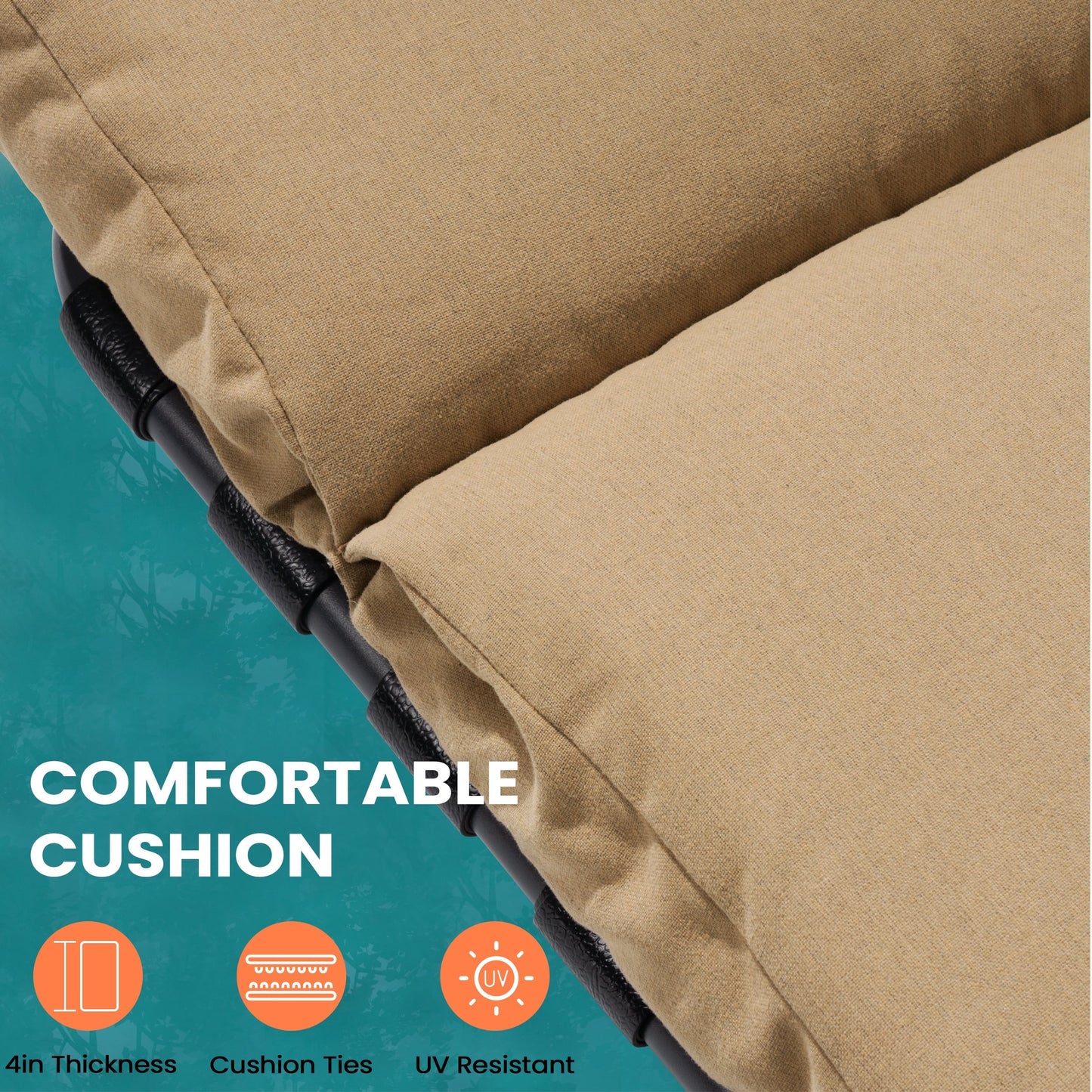 Chaise longue de jardin réglable avec coussin pour extérieur, pour terrasse, plage ou bord de piscine